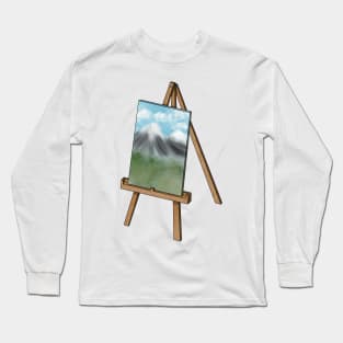 Easel with Mountain Painting Long Sleeve T-Shirt